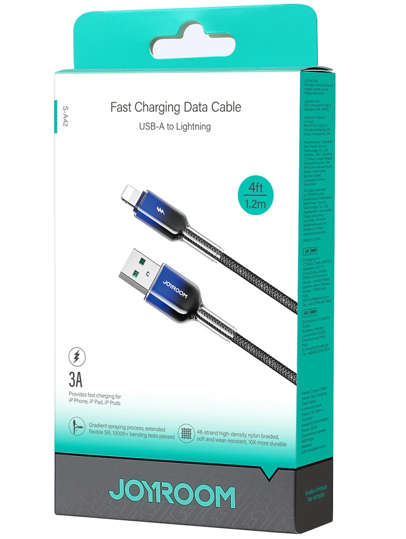 USB-A kabel za prijenos podataka i punjenje - Lightning Joyroom S-A42, 18W, 1.2m, Crna