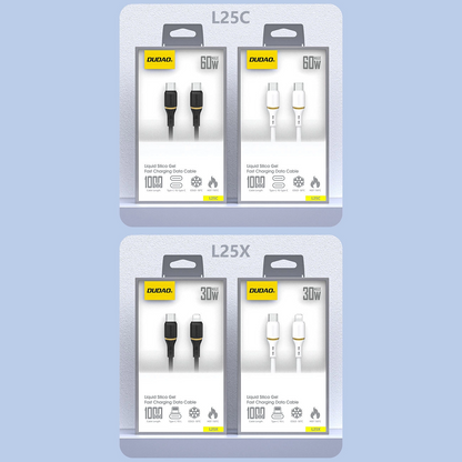 USB-C - USB-C kabel za prijenos podataka i punjenje Dudao L25C, 30W, 1m, bijeli