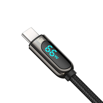 Kabel za Prijenos Podataka i Punjenje USB-A - USB-C Baseus Display, 66W, 2m, Crni CASX020101