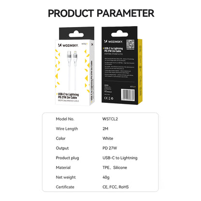 Kabel za podatke i punjenje USB-C - Lightning WZK WSTCL1, 27W, 1m, Bijeli