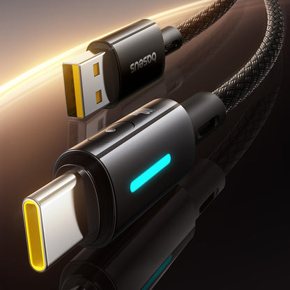 Kabel za podatke i punjenje USB-A - USB-C Baseus Lit Button Control, 100W, 2m, Crni P10379002121-01