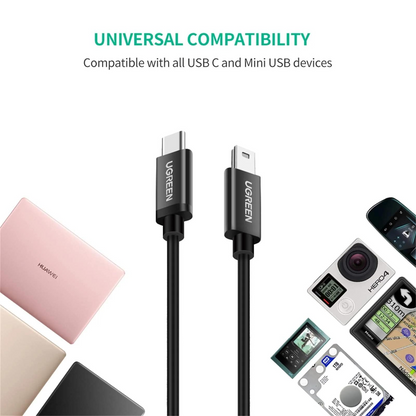 Kabel za podatke i punjenje USB-C - miniUSB UGREEN US242, 18W, 1m, Crni