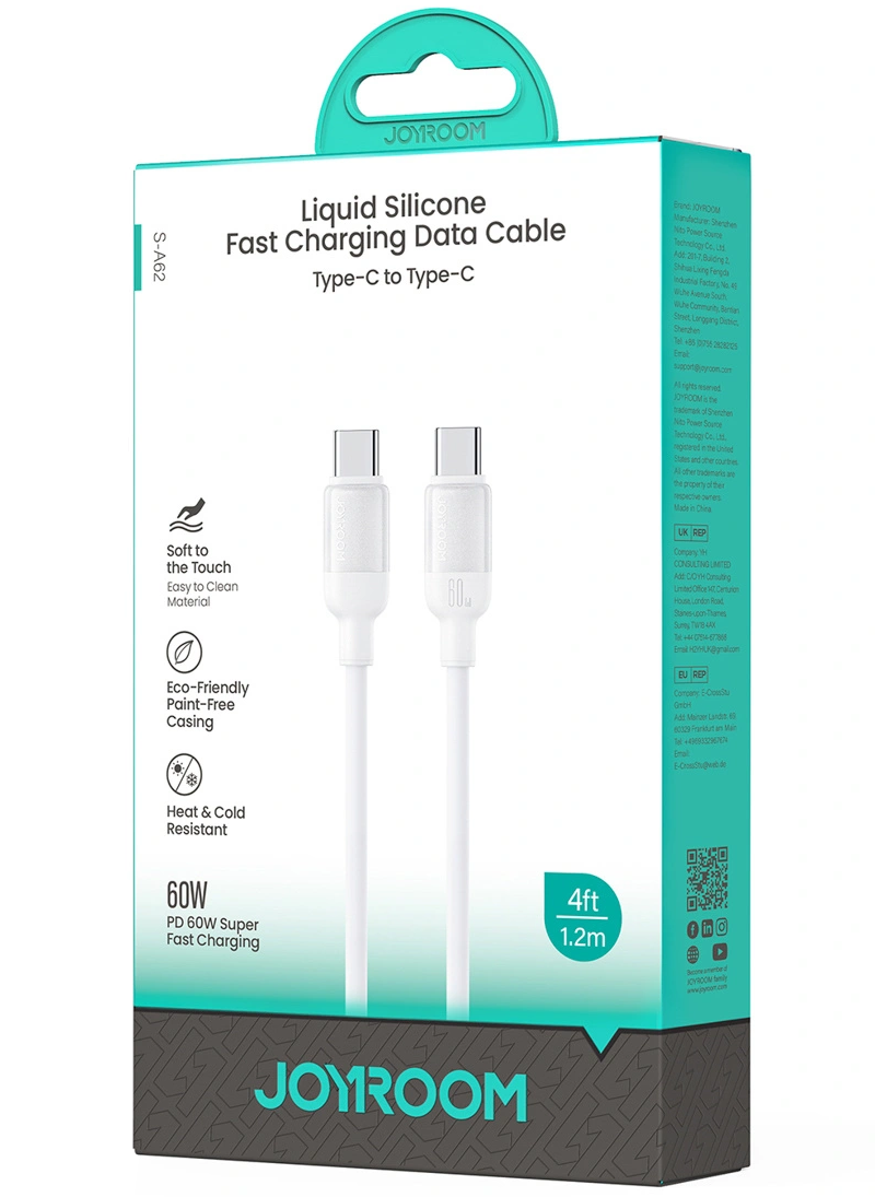 USB-C - USB-C kabel za prijenos podataka i punjenje Joyroom S-A62 Lively, 60W, 1.2m, Bijela