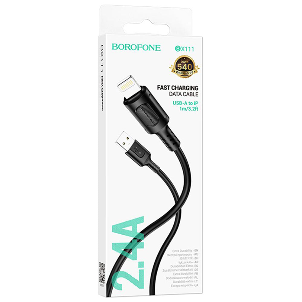 Kabel za podatke i punjenje USB-A - Lightning Borofone BX111 Feliz, 18W, 1m, Crni