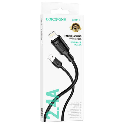 Kabel za podatke i punjenje USB-A - Lightning Borofone BX111 Feliz, 18W, 1m, Crni