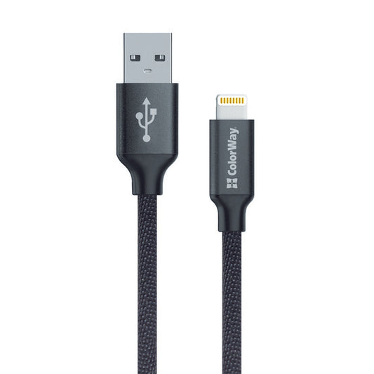 Kabel za podatke i punjenje USB-A - Lightning ColorWay CW-CBUL004, 18W, 1m, Crni