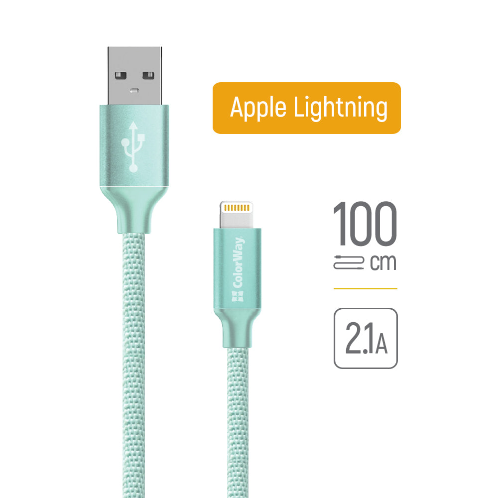 Kabel za podatke i punjenje USB-A - Lightning ColorWay CW-CBUL004, 18W, 1m, Zelena