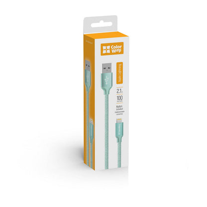 Kabel za podatke i punjenje USB-A - Lightning ColorWay CW-CBUL004, 18W, 1m, Zelena