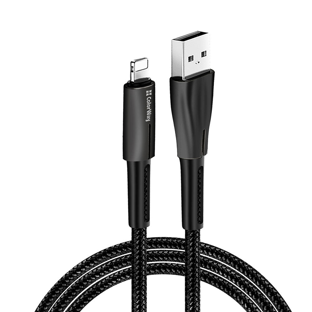 Kabel za podatke i punjenje USB-A - Lightning ColorWay CW-CBUL035, 18W, 1m, Crni