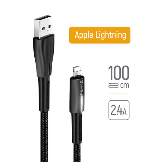 Kabel za podatke i punjenje USB-A - Lightning ColorWay CW-CBUL035, 18W, 1m, Crni