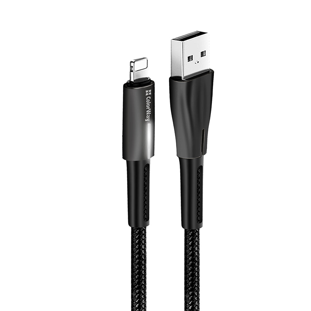 Kabel za podatke i punjenje USB-A - Lightning ColorWay CW-CBUL035, 18W, 1m, Crni