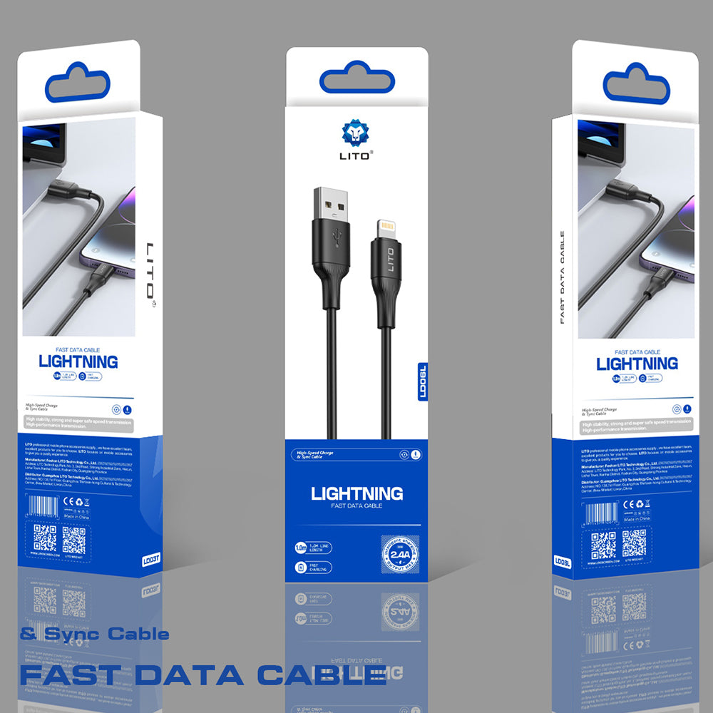 Kabel za podatke i punjenje USB-A - Lightning Lito LD06L, 18W, 1m, Crni