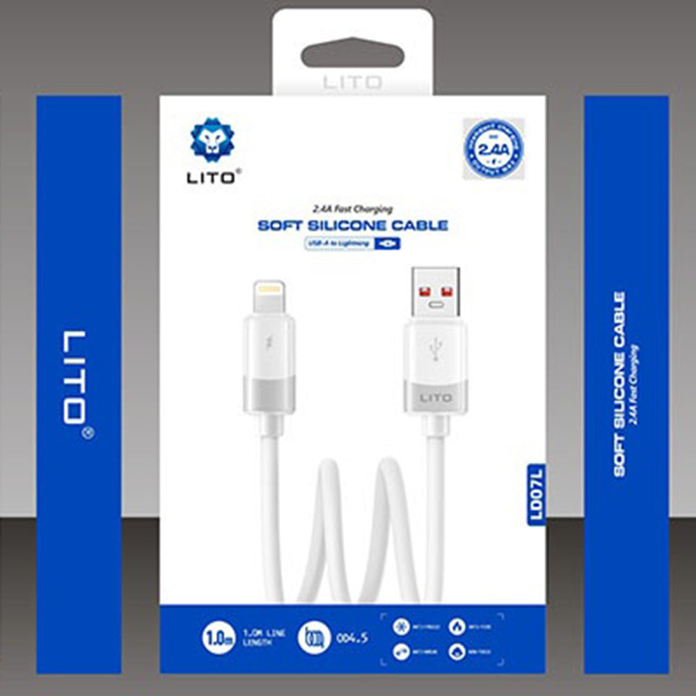 Kabel za podatke i punjenje USB-A - Lightning Lito LD07, 60W, 1m, Bijeli