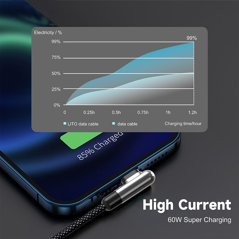 Kabel za podatke i punjenje USB-A - Lightning Lito LD13L, 18W, 1m, Crni