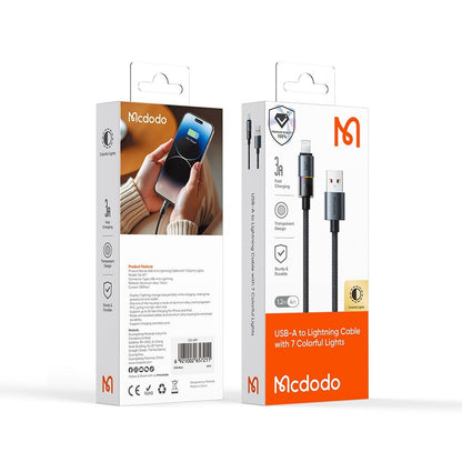 Kabel za podatke i punjenje USB-A - Lightning McDodo CA-8170 Colorful, 18W, 1.2m, Crni