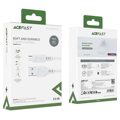 Kabel za podatke i punjenje USB-A - microUSB Acefast C3-09, 18W, 1.2m, Bijeli