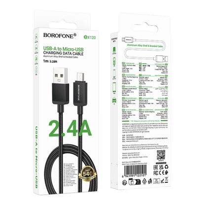 Kabel za podatke i punjenje USB-A - microUSB Borofone BX120 Placer, 18W, 1m, Crni