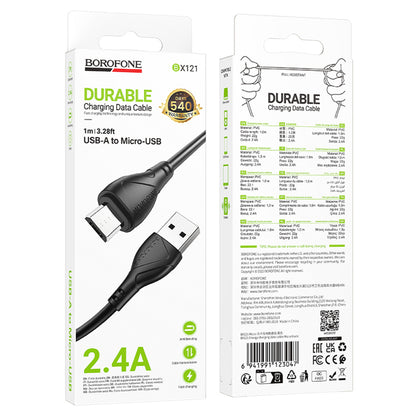 Kabel za podatke i punjenje USB-A - microUSB Borofone BX121 Energy, 18W, 1m, Crni