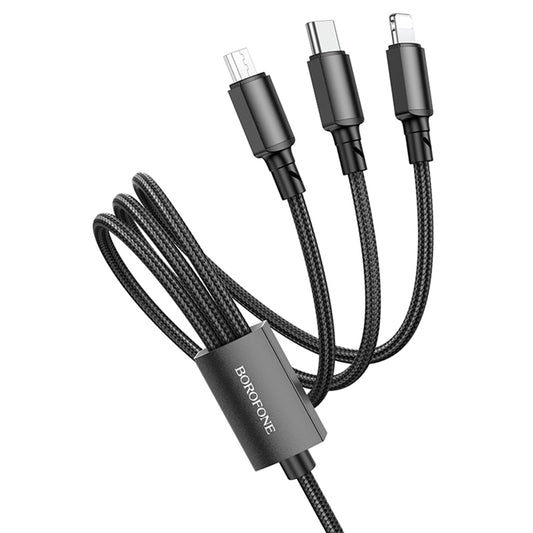 Kabel za punjenje USB-A - Lightning / microUSB / USB-C Borofone BX72, 18W, 1m, Crni