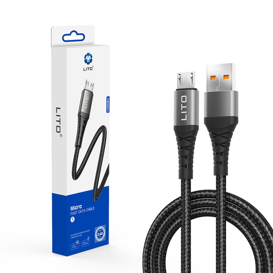 Kabel za podatke i punjenje USB-A - microUSB Lito LD08V, 18W, 1m, Crni