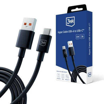 Kabel za podatke i punjenje USB-A - USB-C 3MK Hyper, 18W, 1.2m, Crni