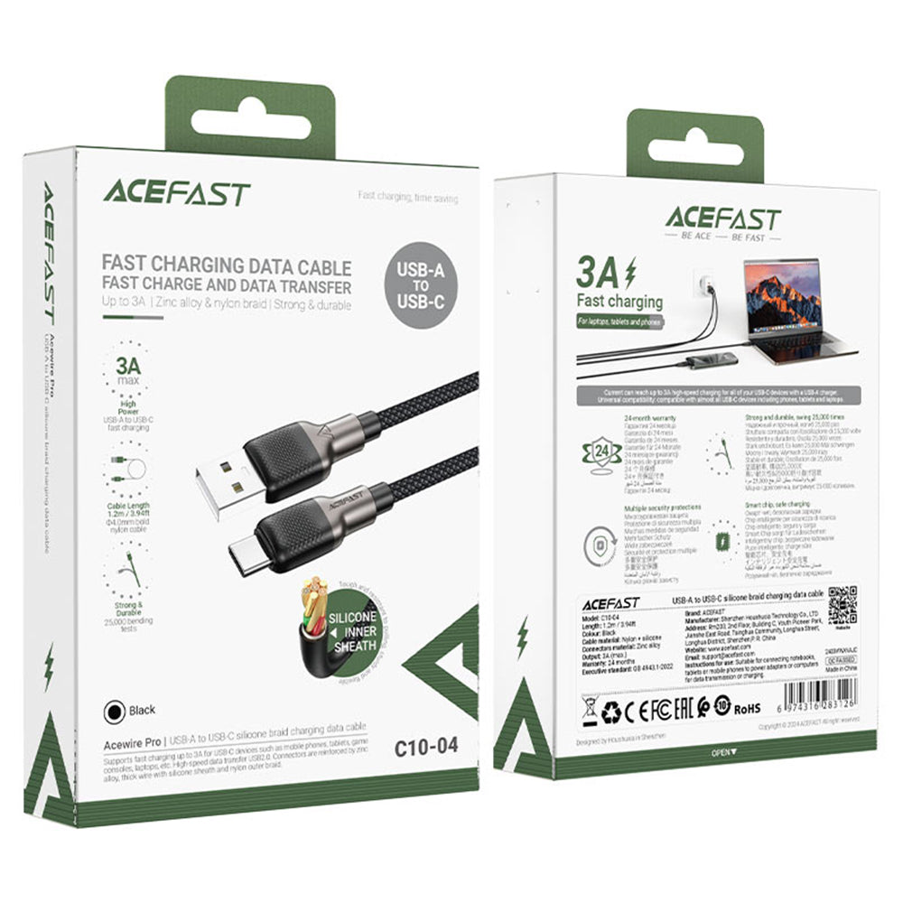 Kabel za podatke i punjenje USB-A - USB-C Acefast C10-04, 18W, 1.2m, Crni