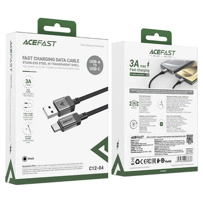 Kabel za podatke i punjenje USB-A - USB-C Acefast C12-04, 18W, 1.2m, Crni