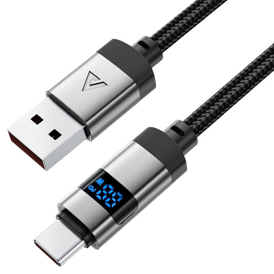 Kabel za podatke i punjenje USB-A - USB-C Acefast C15-04 Display, 66W, 1.2m, Crni
