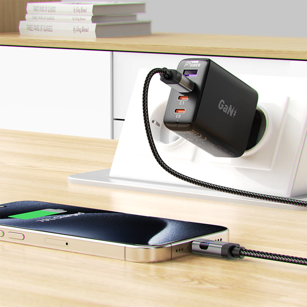 Kabel za podatke i punjenje USB-A - USB-C Acefast C15-04 Display, 66W, 1.2m, Crni