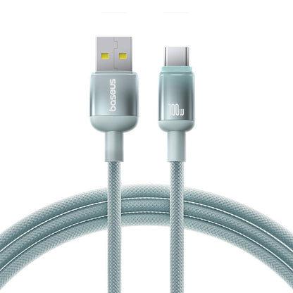 Kabel za podatke i punjenje USB-A - USB-C Baseus Discolor, 100W, 1m, Plavo Zelen E0420801