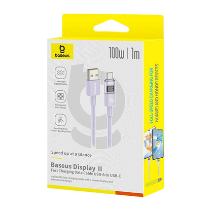 Kabel za podatke i punjenje USB-A - USB-C Baseus Display 2, 100W, 1m, Ljubičasti P10382701511-00