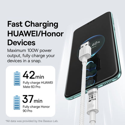 Kabel za podatke i punjenje USB-A - USB-C Baseus Gem, 100W, 1m, Bijeli P10373002211-00