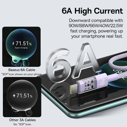 Kabel za podatke i punjenje USB-A - USB-C Baseus Gem, 100W, 1m, Ljubičasti P10373002511-00