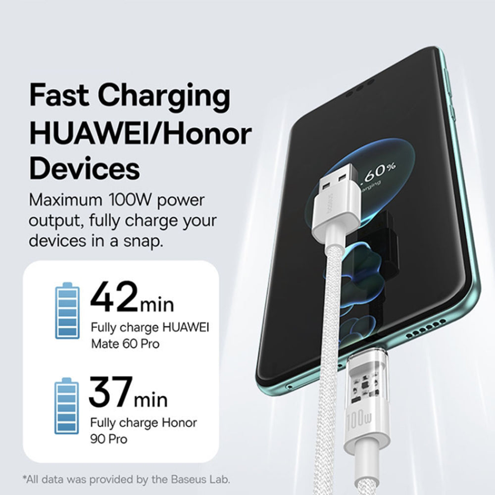 Kabel za podatke i punjenje USB-A - USB-C Baseus Gem, 100W, 2m, Bijeli P10373002211-01