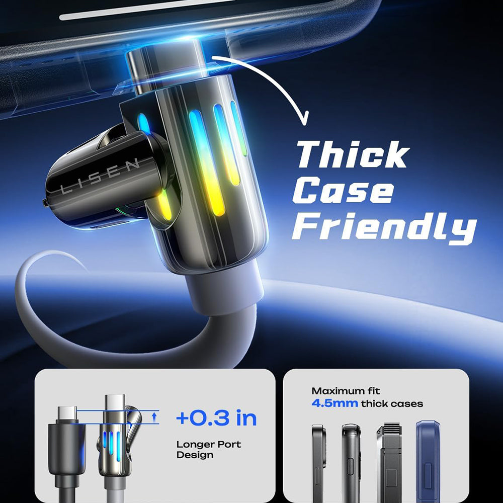 Kabel za podatke i punjenje USB-A / USB-C - Lightning / USB-C Lisen 4in1, 240W, 2m, Sivi YL0124110002