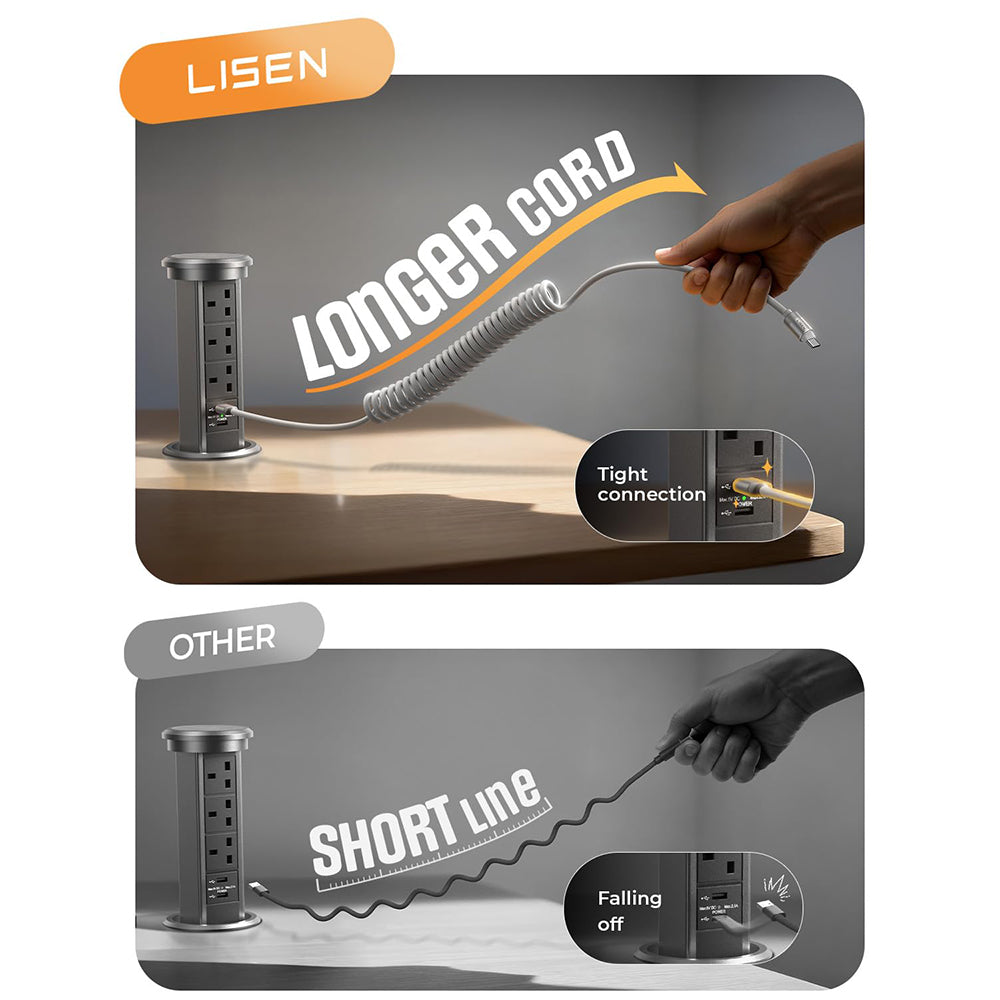 Kabel za prijenos podataka i punjenje USB-A - USB-C Lisen L114, 15W, 1m, Siva YL0125030001