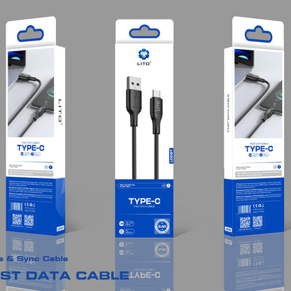 Kabel za podatke i punjenje USB-A - USB-C Lito LD06T, 18W, 1m, Crni