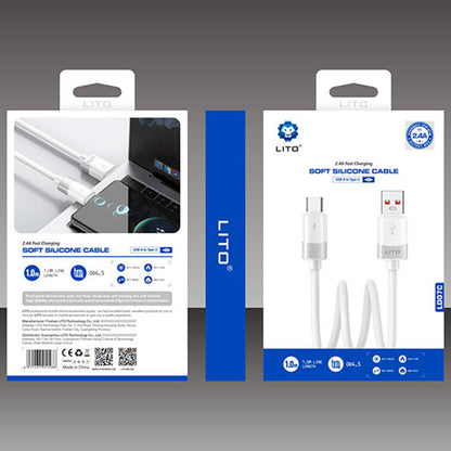 Kabel za podatke i punjenje USB-A - USB-C Lito LD07, 18W, 1m, Bijeli
