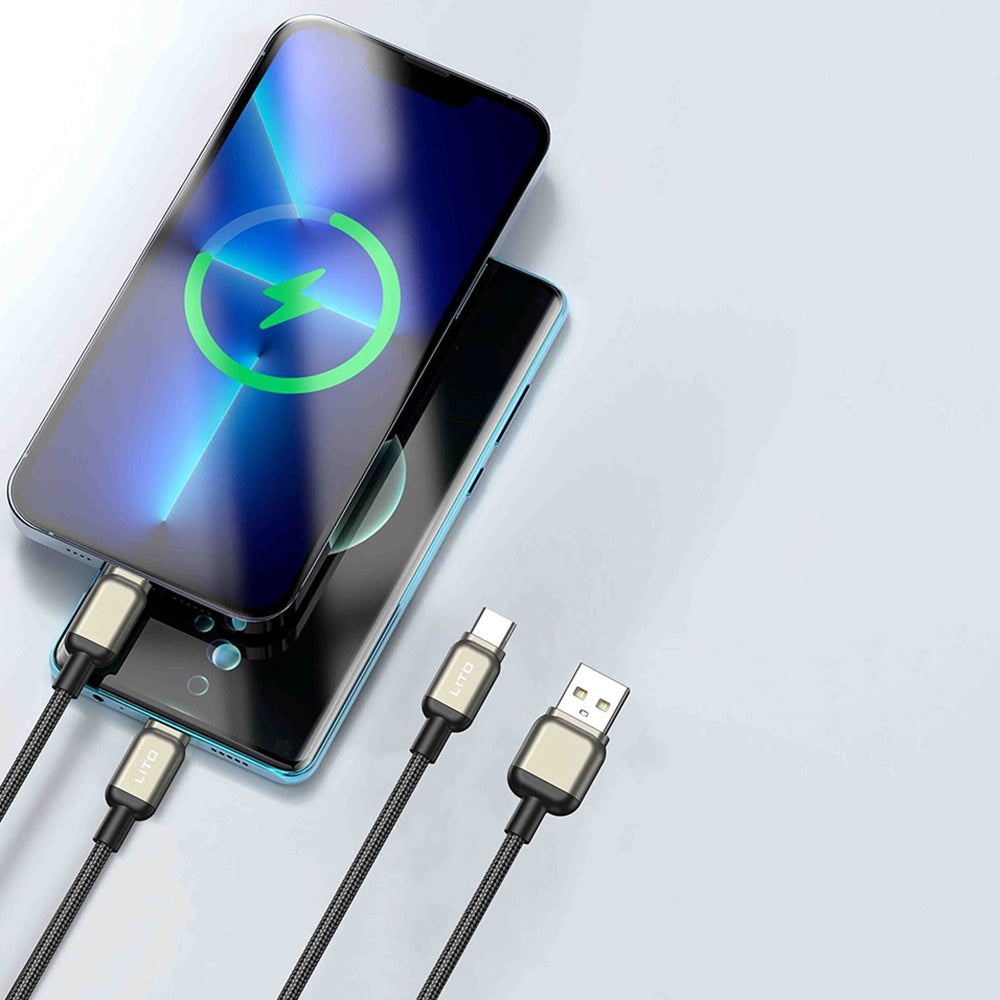 Kabel za podatke i punjenje USB-A - USB-C Lito LD17, 18W, 1m, Crni