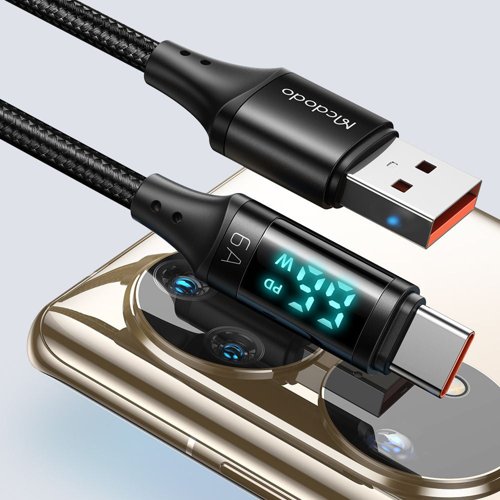 Kabel za podatke i punjenje USB-A - USB-C McDodo CA-1080 Display, 66W, 1.2m, Crni