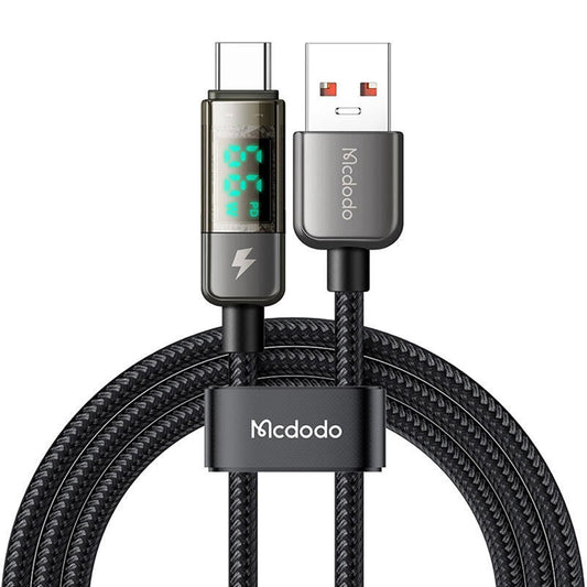 Kabel za podatke i punjenje USB-A - USB-C McDodo CA-3630 Display Auto Power Off, 66W, 1.2m, Crni