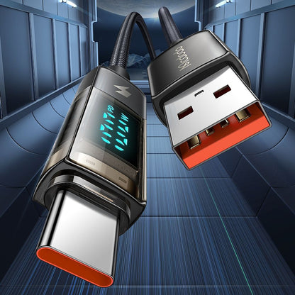Kabel za podatke i punjenje USB-A - USB-C McDodo CA-3630 Display Auto Power Off, 66W, 1.2m, Crni