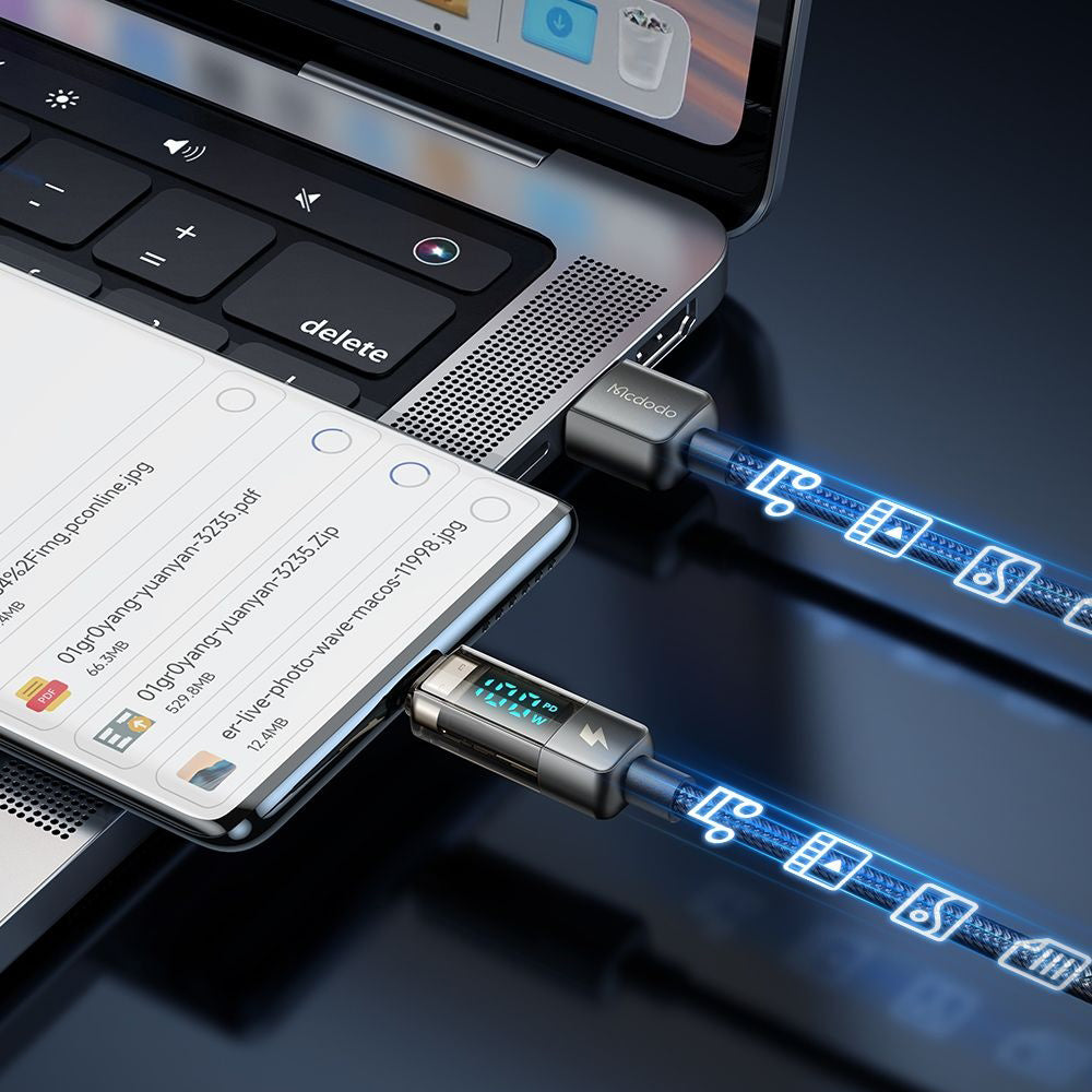 Kabel za podatke i punjenje USB-A - USB-C McDodo CA-3630 Display Auto Power Off, 66W, 1.2m, Crni