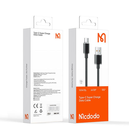 Kabel za podatke i punjenje USB-A - USB-C McDodo CA-3650, 100W, 1.2m, Crni