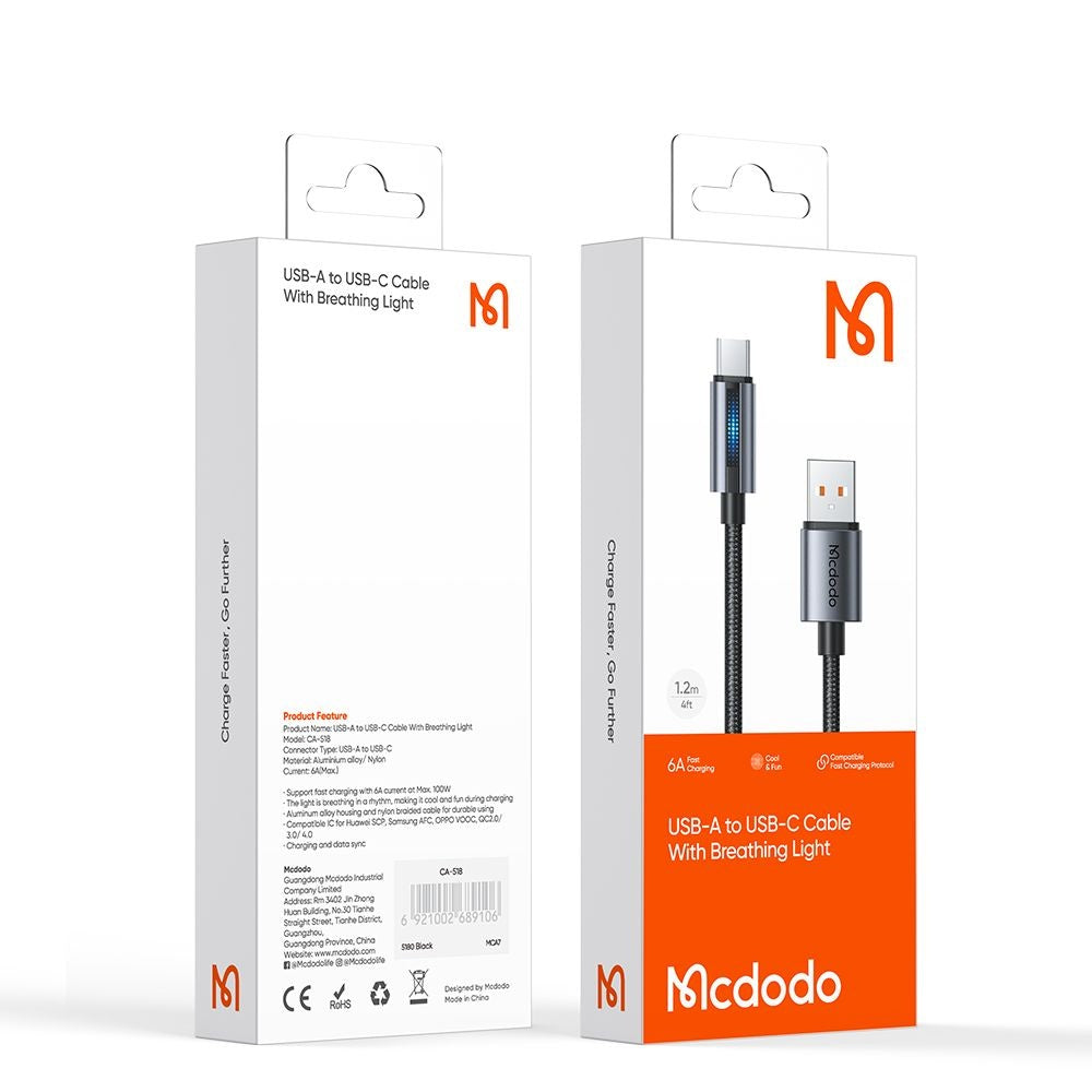 Kabel za podatke i punjenje USB-A - USB-C McDodo CA-5180, 100W, 1.2m, Crni
