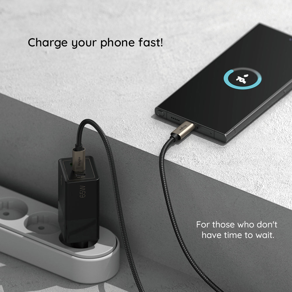 Kabel za podatke i punjenje USB-A - USB-C Ringke, 60W, 2m, Crni