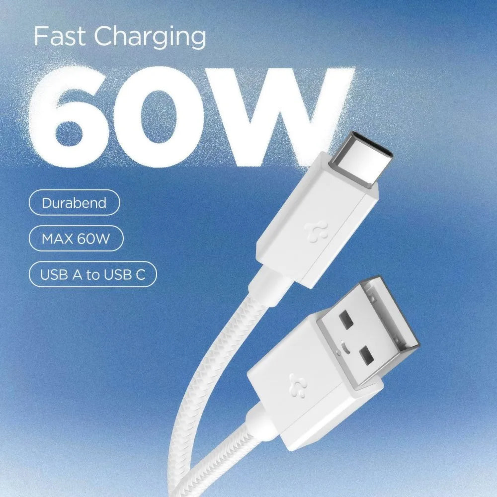 USB-A - USB-C kabel za prijenos podataka i punjenje Spigen EB6015AC, 60W, 1.5m, Bijela ACA10413