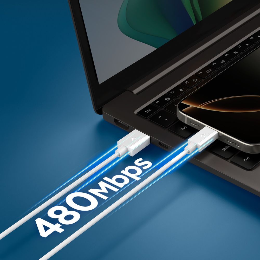 Kabel za podatke i punjenje USB-A - USB-C Spigen Essential, 60W, 1m, Bijeli