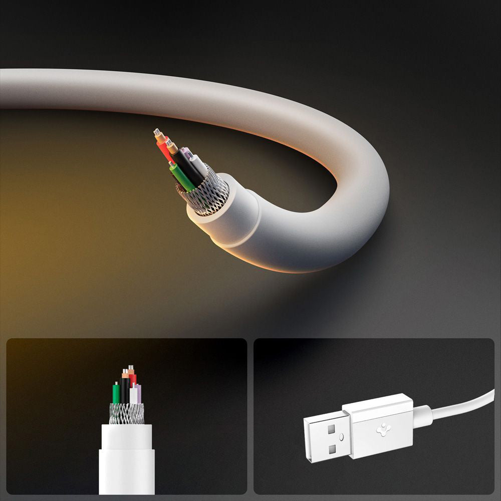 Kabel za podatke i punjenje USB-A - USB-C Spigen Essential, 60W, 2m, Bijeli ACA08716