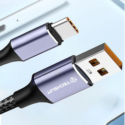 Kabel za podatke i punjenje USB-A - USB-C Techsuit PCB018, 100W, 1m, Crni